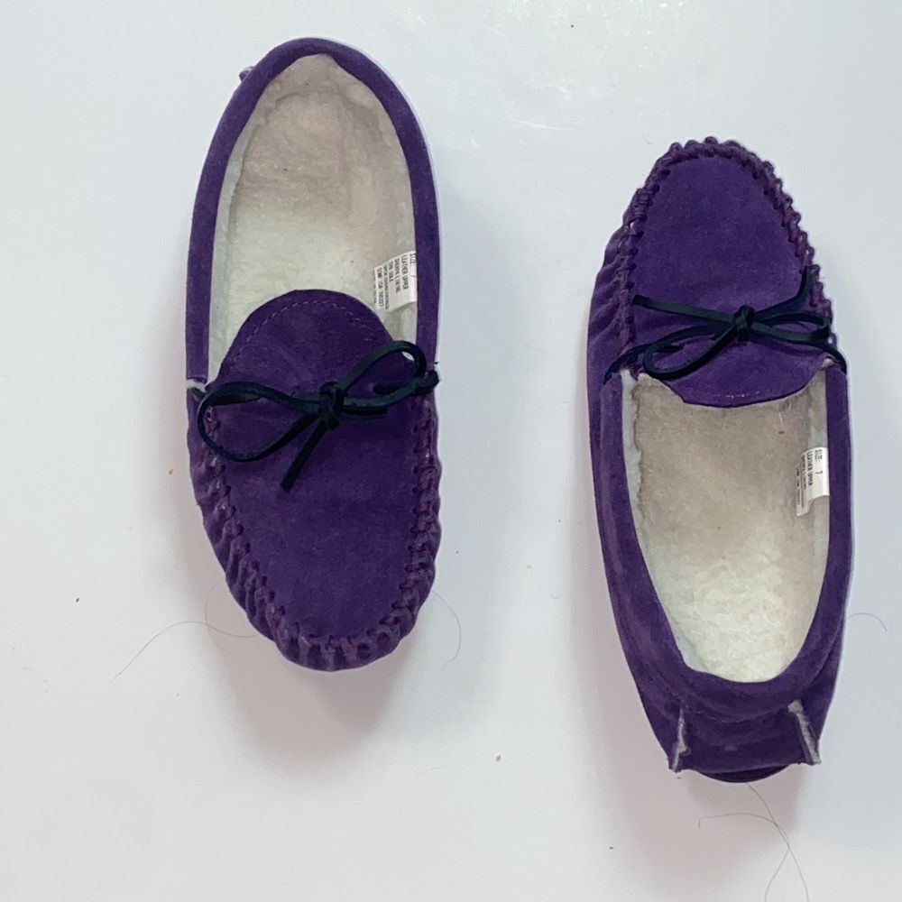 Leather Upper Slippers Purple And White Woman Shoes